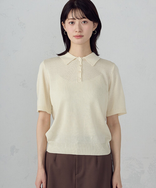COMME CA ISM（コムサイズム）の「ニットポロ（ニット/セーター・レディース・ダークネイビー/アイボリー/グレー・LARGE/MEDIUM）」の16枚目の写真