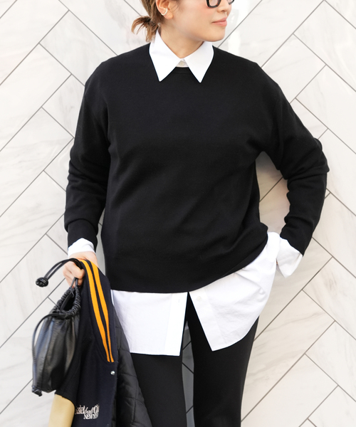 ドゥーズィエムクラス EVERYDAY I LIKE ポロニット 黒 F ブランド古着】【EVERYDAY I LIKE.】長袖ニット（ニット/セーター