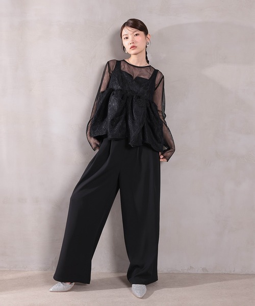 Kana(カナ)の「シアートップスペプラムオーバーレース3点セットパンツドレス パーティー ドレス 結婚式 お呼ばれ オケージョン(パンツドレス・レディース・ブラック/ネイビー/ベージュ・S/M)」の11枚目の写真