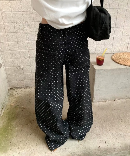 Vipoa(ヴィポア)の「ストリングドットワイドデニム(デニムパンツ・レディース・ブラック系その他・LARGE/MEDIUM)」の5枚目の写真