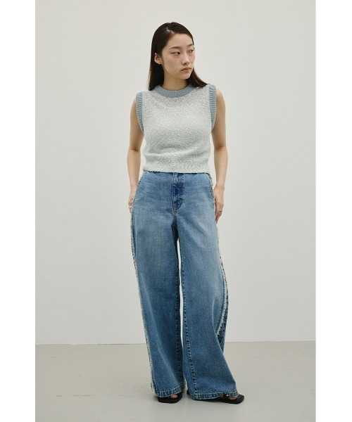STYLEMIXER(スタイルミキサー)の「サイドフリンジワイドデニム(デニムパンツ・レディース・ブラック/ブルー・SMALL/MEDIUM/LARGE)」の15枚目の写真