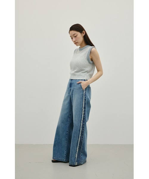 STYLEMIXER(スタイルミキサー)の「サイドフリンジワイドデニム(デニムパンツ・レディース・ブラック/ブルー・SMALL/MEDIUM/LARGE)」の14枚目の写真