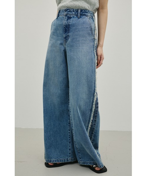STYLEMIXER(スタイルミキサー)の「サイドフリンジワイドデニム(デニムパンツ・レディース・ブラック/ブルー・SMALL/MEDIUM/LARGE)」の11枚目の写真