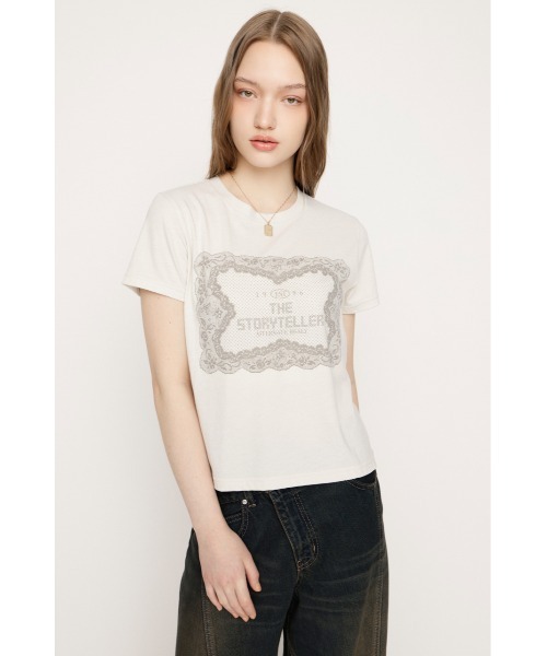 SLY(スライ)の「LACE LOGO T/SH レースロゴTシャツ 春服 夏服 半袖(Tシャツ/カットソー・レディース・ブラウン/ネイビー/オフホワイト・FREE)」の13枚目の写真