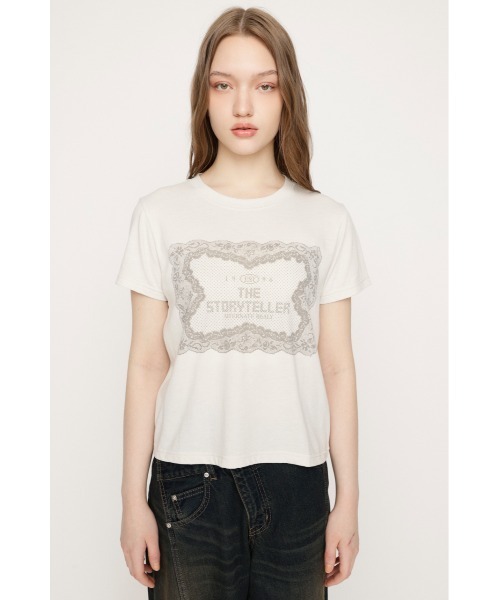 SLY(スライ)の「LACE LOGO T/SH レースロゴTシャツ 春服 夏服 半袖(Tシャツ/カットソー・レディース・ブラウン/ネイビー/オフホワイト・FREE)」の10枚目の写真