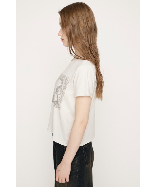 SLY(スライ)の「LACE LOGO T/SH レースロゴTシャツ 春服 夏服 半袖(Tシャツ/カットソー・レディース・ブラウン/ネイビー/オフホワイト・FREE)」の9枚目の写真