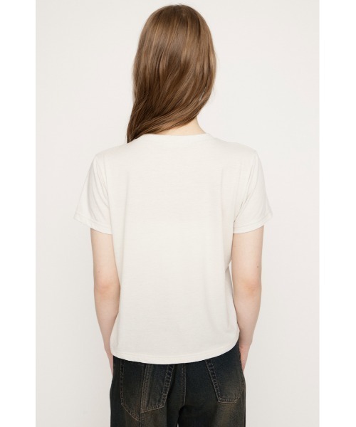 SLY(スライ)の「LACE LOGO T/SH レースロゴTシャツ 春服 夏服 半袖(Tシャツ/カットソー・レディース・ブラウン/ネイビー/オフホワイト・FREE)」の8枚目の写真