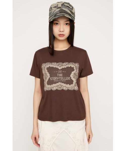 SLY(スライ)の「LACE LOGO T/SH レースロゴTシャツ 春服 夏服 半袖(Tシャツ/カットソー・レディース・ブラウン/ネイビー/オフホワイト・FREE)」の20枚目の写真