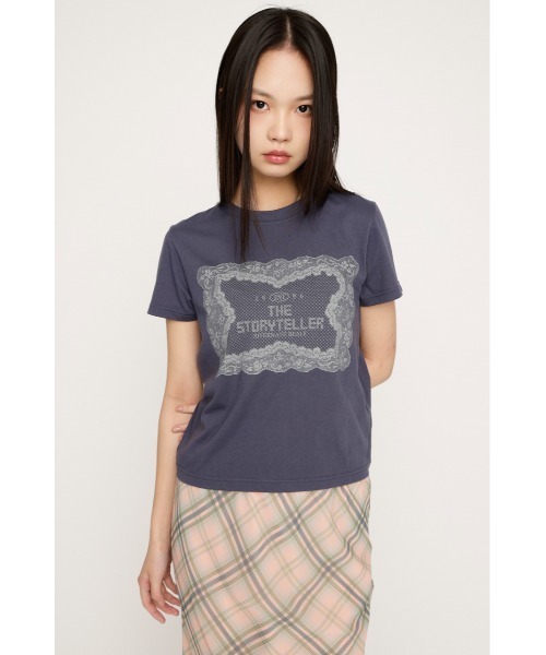 SLY(スライ)の「LACE LOGO T/SH レースロゴTシャツ 春服 夏服 半袖(Tシャツ/カットソー・レディース・ブラウン/ネイビー/オフホワイト・FREE)」の18枚目の写真