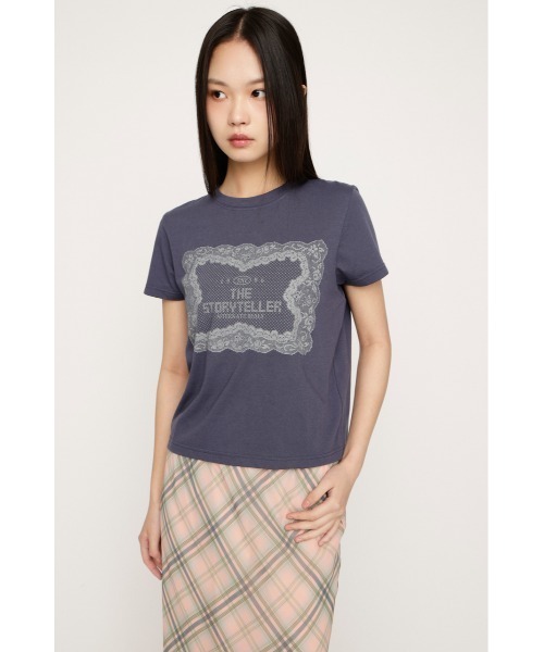 SLY(スライ)の「LACE LOGO T/SH レースロゴTシャツ 春服 夏服 半袖(Tシャツ/カットソー・レディース・ブラウン/ネイビー/オフホワイト・FREE)」の16枚目の写真