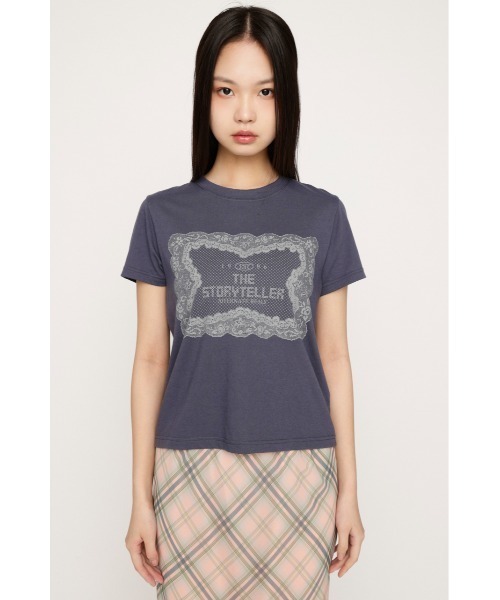 SLY(スライ)の「LACE LOGO T/SH レースロゴTシャツ 春服 夏服 半袖(Tシャツ/カットソー・レディース・ブラウン/ネイビー/オフホワイト・FREE)」の15枚目の写真