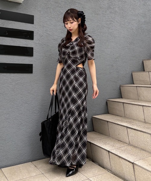 LouLoumei(ルルミー)の「【LouLoumei】サイドカットデザインチェックワンピース(ワンピース・レディース・ブラック系その他/ピンク系その他/ホワイト系その他・FREE)」の16枚目の写真
