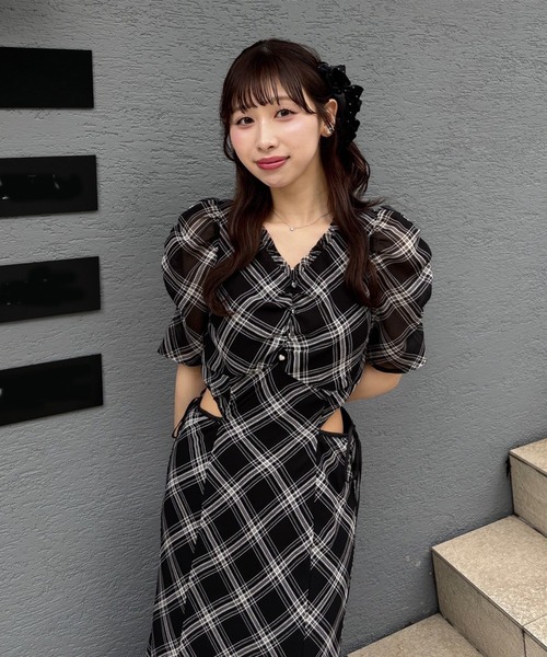 LouLoumei(ルルミー)の「【LouLoumei】サイドカットデザインチェックワンピース(ワンピース・レディース・ブラック系その他/ピンク系その他/ホワイト系その他・FREE)」の17枚目の写真