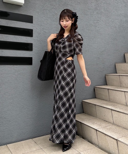 LouLoumei(ルルミー)の「【LouLoumei】サイドカットデザインチェックワンピース(ワンピース・レディース・ブラック系その他/ピンク系その他/ホワイト系その他・FREE)」の19枚目の写真