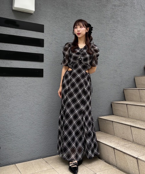 LouLoumei(ルルミー)の「【LouLoumei】サイドカットデザインチェックワンピース(ワンピース・レディース・ブラック系その他/ピンク系その他/ホワイト系その他・FREE)」の21枚目の写真