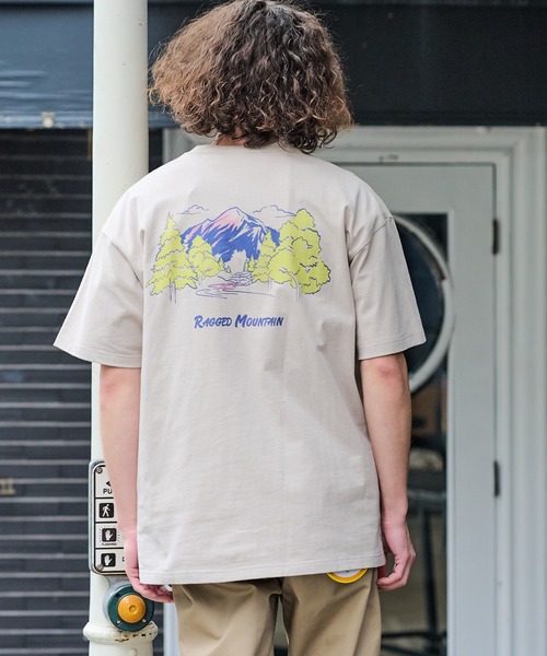 ragged mountain(ラギットマウンテン)の「【RAGGED MOUNTAIN/ラギットマウンテン】【背中で見せるバックプリント】BETHEL/べテル オーバーサイズT グラフィックTシャツ ルーズシルエット バックプリント アウトドア キャンプ(Tシャツ/カットソー・メンズ・ベージュ/カーキ/ホワイト/ブラック・MEDIUM/LARGE/X-LARGE)」の20枚目の写真
