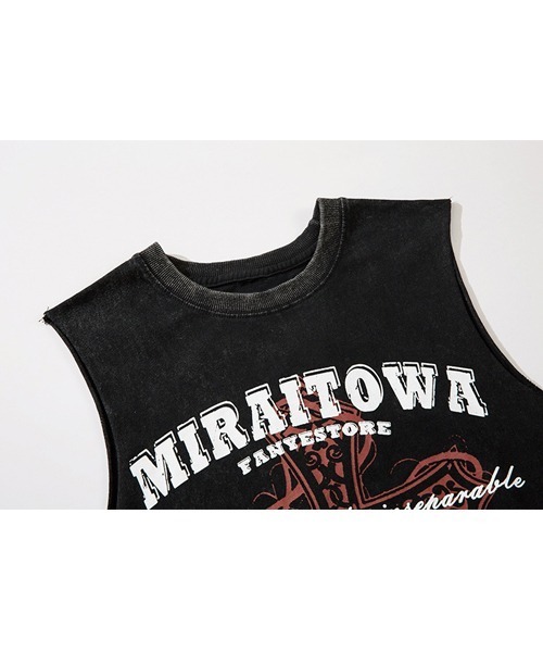 Ressaca(レサーカ)の「ダメージ加工クロスプリントノースリーブTシャツ(Tシャツ/カットソー・メンズ・グレー/ブラック・M/L/XL)」の5枚目の写真