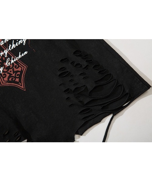 Ressaca(レサーカ)の「ダメージ加工クロスプリントノースリーブTシャツ(Tシャツ/カットソー・メンズ・グレー/ブラック・M/L/XL)」の7枚目の写真