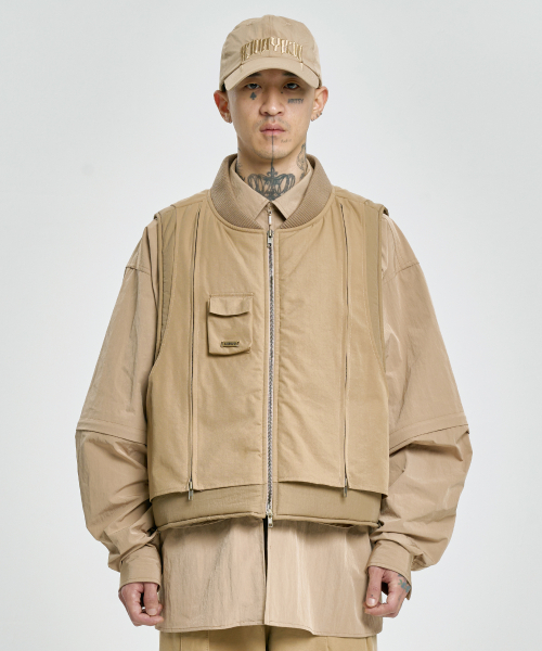 AJOBYAJO（アジョバイアジョ）の「Layered Padded Zip Up Vest [BEIGE]（ベスト・メンズ・その他・FREE）」の6枚目の写真