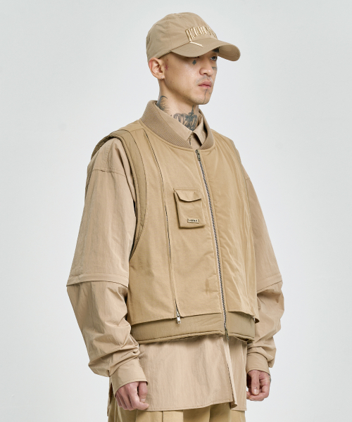 AJOBYAJO（アジョバイアジョ）の「Layered Padded Zip Up Vest [BEIGE]（ベスト・メンズ・その他・FREE）」の8枚目の写真