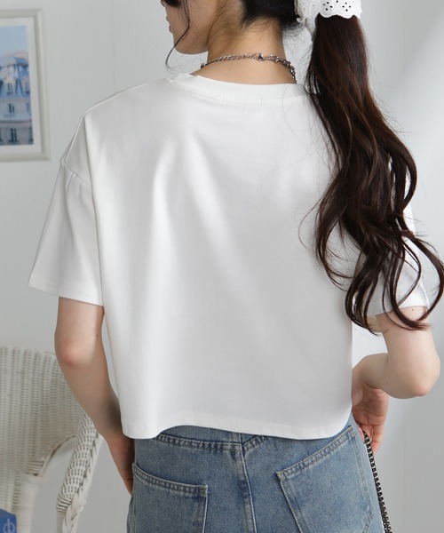 pumpkin port(パンプキンポート)の「NEW YORK ロゴプリント ショート丈半袖Tシャツ(Tシャツ/カットソー・レディース・ブラック/ホワイト・M)」の9枚目の写真