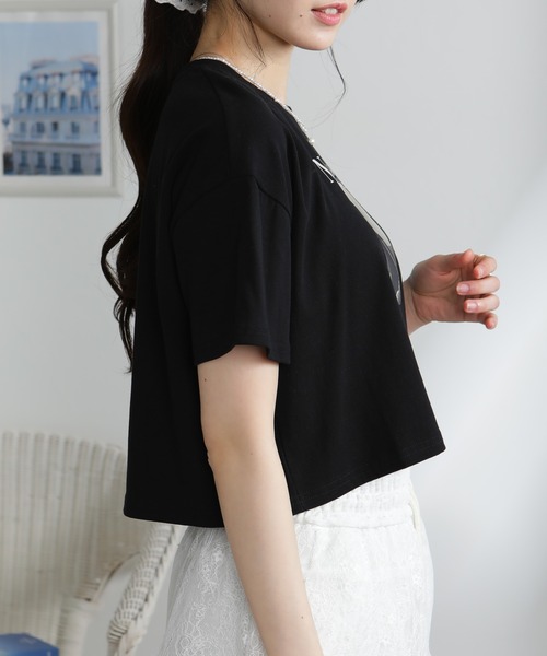 pumpkin port(パンプキンポート)の「NEW YORK ロゴプリント ショート丈半袖Tシャツ(Tシャツ/カットソー・レディース・ブラック/ホワイト・M)」の15枚目の写真