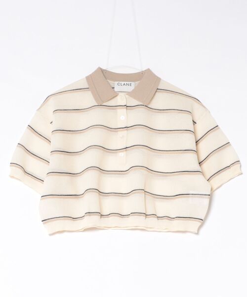 CLANE(クラネ)の「CLANE/クラネ/SPONGY SHEER POLO KNIT(ポロシャツ・レディース・ブルー/アイボリー/ネイビー・1)」の22枚目の写真