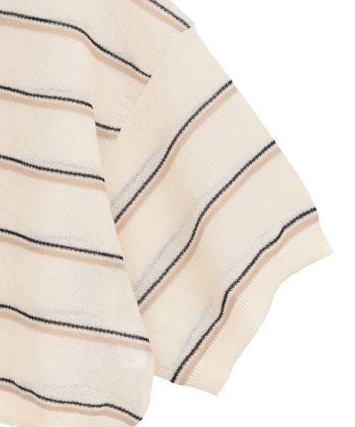 CLANE(クラネ)の「CLANE/クラネ/SPONGY SHEER POLO KNIT(ポロシャツ・レディース・ブルー/アイボリー/ネイビー・1)」の6枚目の写真