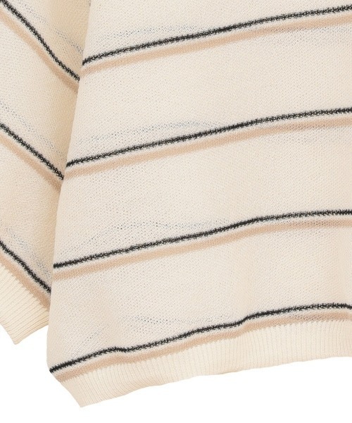 CLANE(クラネ)の「CLANE/クラネ/SPONGY SHEER POLO KNIT(ポロシャツ・レディース・ブルー/アイボリー/ネイビー・1)」の7枚目の写真