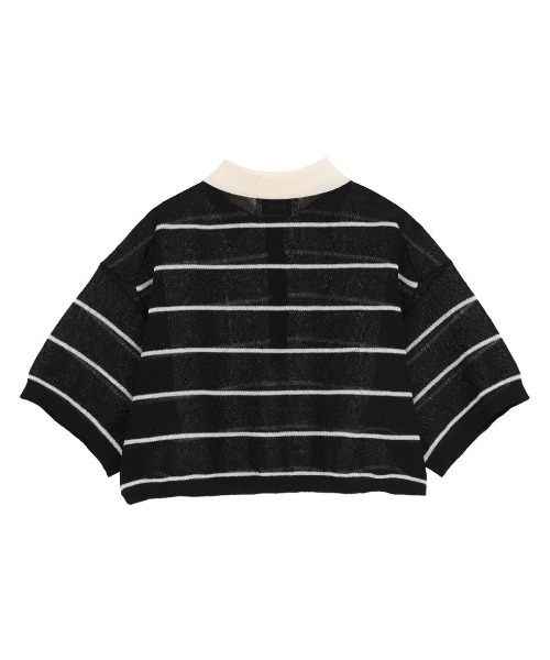 CLANE(クラネ)の「CLANE/クラネ/SPONGY SHEER POLO KNIT(ポロシャツ・レディース・ブルー/アイボリー/ネイビー・1)」の10枚目の写真