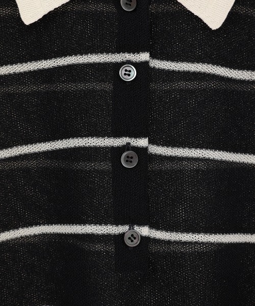 CLANE(クラネ)の「CLANE/クラネ/SPONGY SHEER POLO KNIT(ポロシャツ・レディース・ブルー/アイボリー/ネイビー・1)」の14枚目の写真