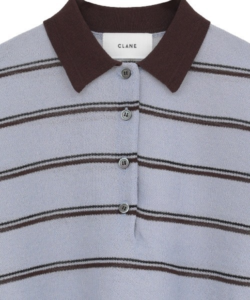 CLANE(クラネ)の「CLANE/クラネ/SPONGY SHEER POLO KNIT(ポロシャツ・レディース・ブルー/アイボリー/ネイビー・1)」の17枚目の写真