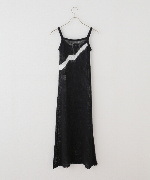 JOURNAL STANDARD（ジャーナルスタンダード）の「【NOMARHYTHM TEXTILE】MESH KNIT SLIP DRESS（ワンピース・レディース・ブラック・SMALL）」の2枚目の写真