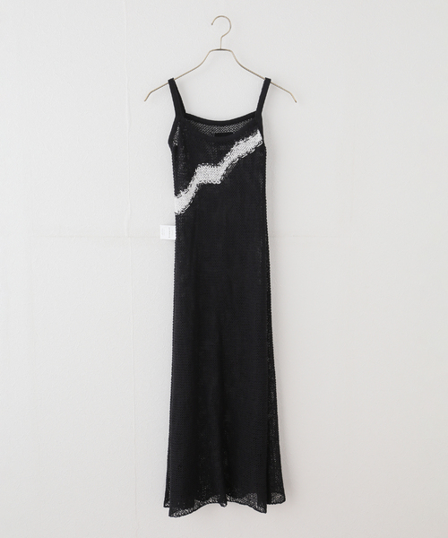JOURNAL STANDARD（ジャーナルスタンダード）の「【NOMARHYTHM TEXTILE】MESH KNIT SLIP DRESS（ワンピース・レディース・ブラック・SMALL）」の5枚目の写真