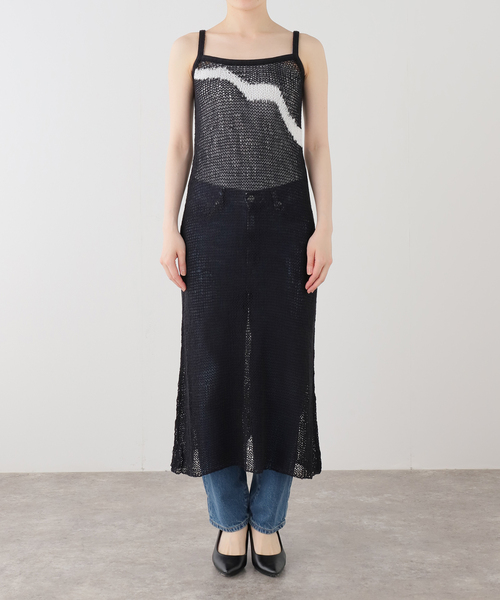 JOURNAL STANDARD（ジャーナルスタンダード）の「【NOMARHYTHM TEXTILE】MESH KNIT SLIP DRESS（ワンピース・レディース・ブラック・SMALL）」の9枚目の写真
