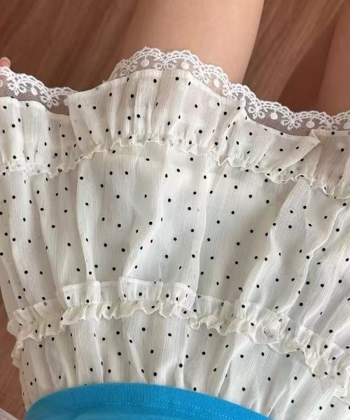 Achic(アシック)の「ドット柄ミニスカート(スカート・レディース・ブルー/アイボリー/ブラック・M)」の9枚目の写真