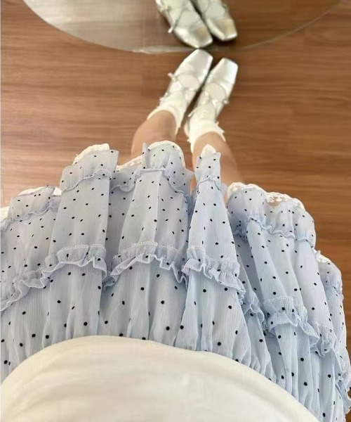 Achic(アシック)の「ドット柄ミニスカート(スカート・レディース・ブルー/アイボリー/ブラック・M)」の16枚目の写真