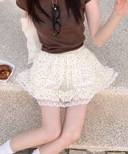 Achic(アシック)の「ドット柄ミニスカート(スカート・レディース・ブルー/アイボリー/ブラック・M)」の8枚目の写真
