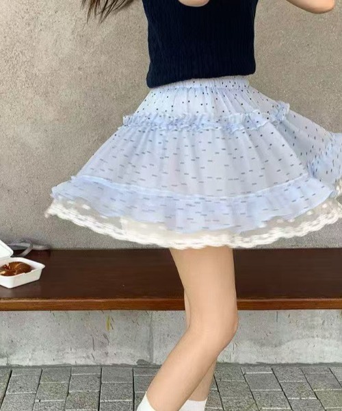 Achic(アシック)の「ドット柄ミニスカート(スカート・レディース・ブルー/アイボリー/ブラック・M)」の14枚目の写真