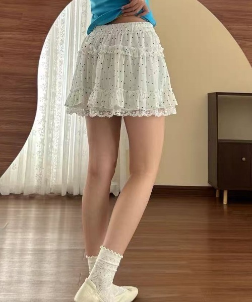 Achic(アシック)の「ドット柄ミニスカート(スカート・レディース・ブルー/アイボリー/ブラック・M)」の19枚目の写真