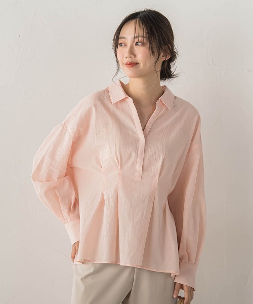Droite lautreamont（ドロワットロートレアモン）の「ウエストシェイプブラウス（シャツ/ブラウス・レディース・グリーン/ピンク/オフホワイト・M）」の3枚目の写真