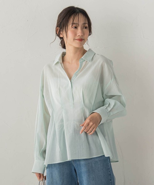 Droite lautreamont（ドロワットロートレアモン）の「ウエストシェイプブラウス（シャツ/ブラウス・レディース・グリーン/ピンク/オフホワイト・M）」の2枚目の写真