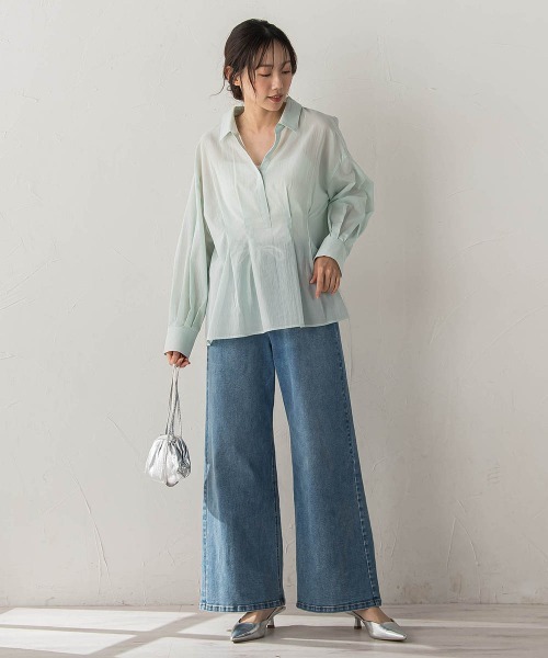 Droite lautreamont（ドロワットロートレアモン）の「ウエストシェイプブラウス（シャツ/ブラウス・レディース・グリーン/ピンク/オフホワイト・M）」の22枚目の写真