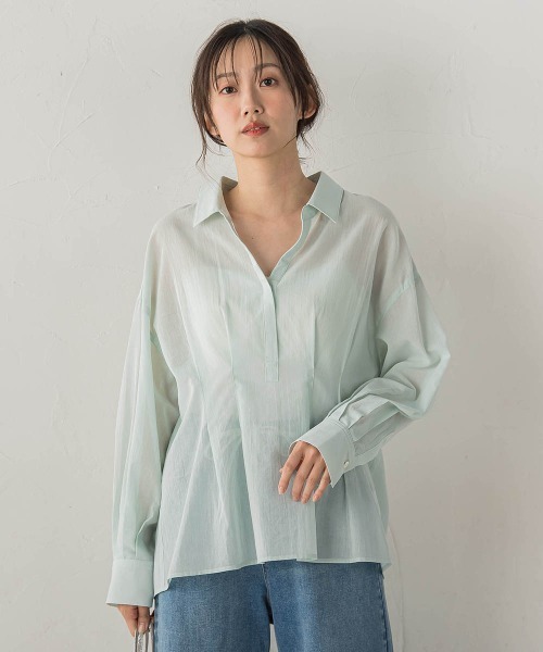 Droite lautreamont（ドロワットロートレアモン）の「ウエストシェイプブラウス（シャツ/ブラウス・レディース・グリーン/ピンク/オフホワイト・M）」の18枚目の写真