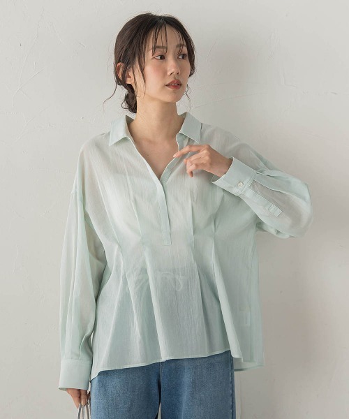 Droite lautreamont（ドロワットロートレアモン）の「ウエストシェイプブラウス（シャツ/ブラウス・レディース・グリーン/ピンク/オフホワイト・M）」の19枚目の写真