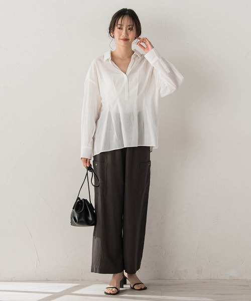 Droite lautreamont（ドロワットロートレアモン）の「ウエストシェイプブラウス（シャツ/ブラウス・レディース・グリーン/ピンク/オフホワイト・M）」の7枚目の写真