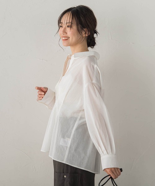 Droite lautreamont（ドロワットロートレアモン）の「ウエストシェイプブラウス（シャツ/ブラウス・レディース・グリーン/ピンク/オフホワイト・M）」の5枚目の写真