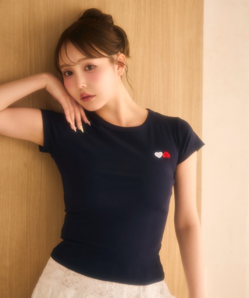 miune(ミューヌ)の「コンパクトT(Tシャツ/カットソー・レディース・グレー/ネイビー・FREE)」の2枚目の写真