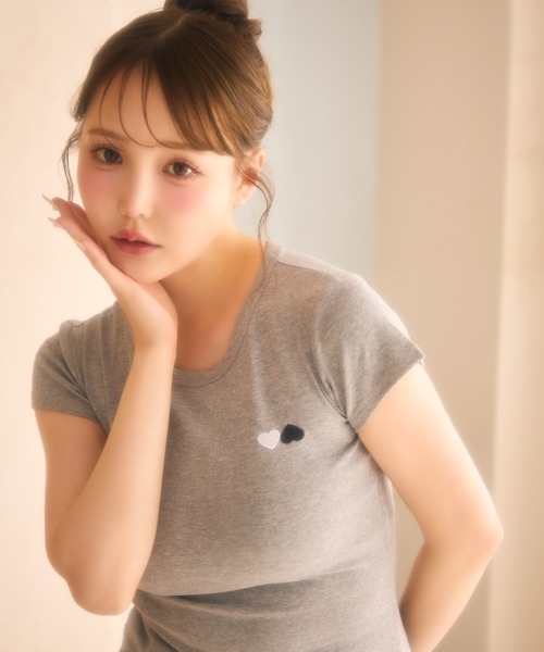 miune(ミューヌ)の「コンパクトT(Tシャツ/カットソー・レディース・グレー/ネイビー・FREE)」の13枚目の写真