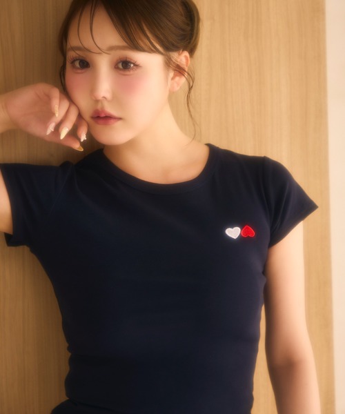 miune(ミューヌ)の「コンパクトT(Tシャツ/カットソー・レディース・グレー/ネイビー・FREE)」の3枚目の写真
